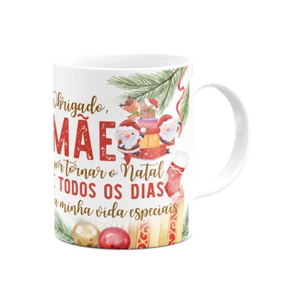 Caneca Natal Família - Feliz Natal Mãe - 325ml