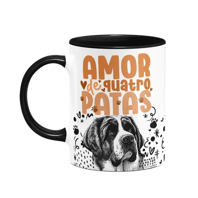Caneca - Amor De Quatro Patas - São Bernardo - B-black