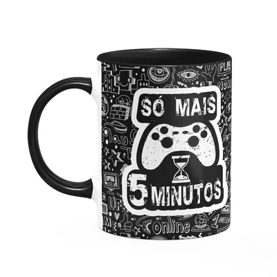 Caneca Gamer - Só Mais 5 Minutos - B-black Dark