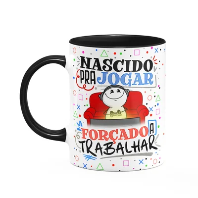 Caneca Funny Gamer - Nascido Pra Jogar Video Game - B-black