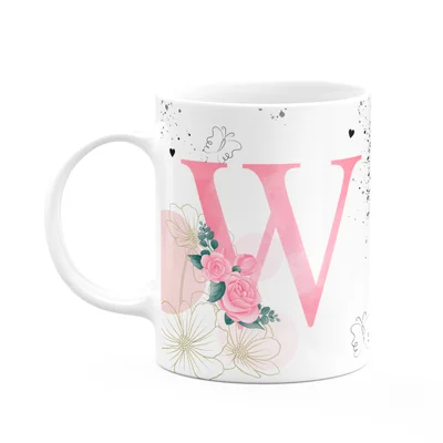 Caneca Motivação - Com Inicial Do Nome Letra W - 325ml