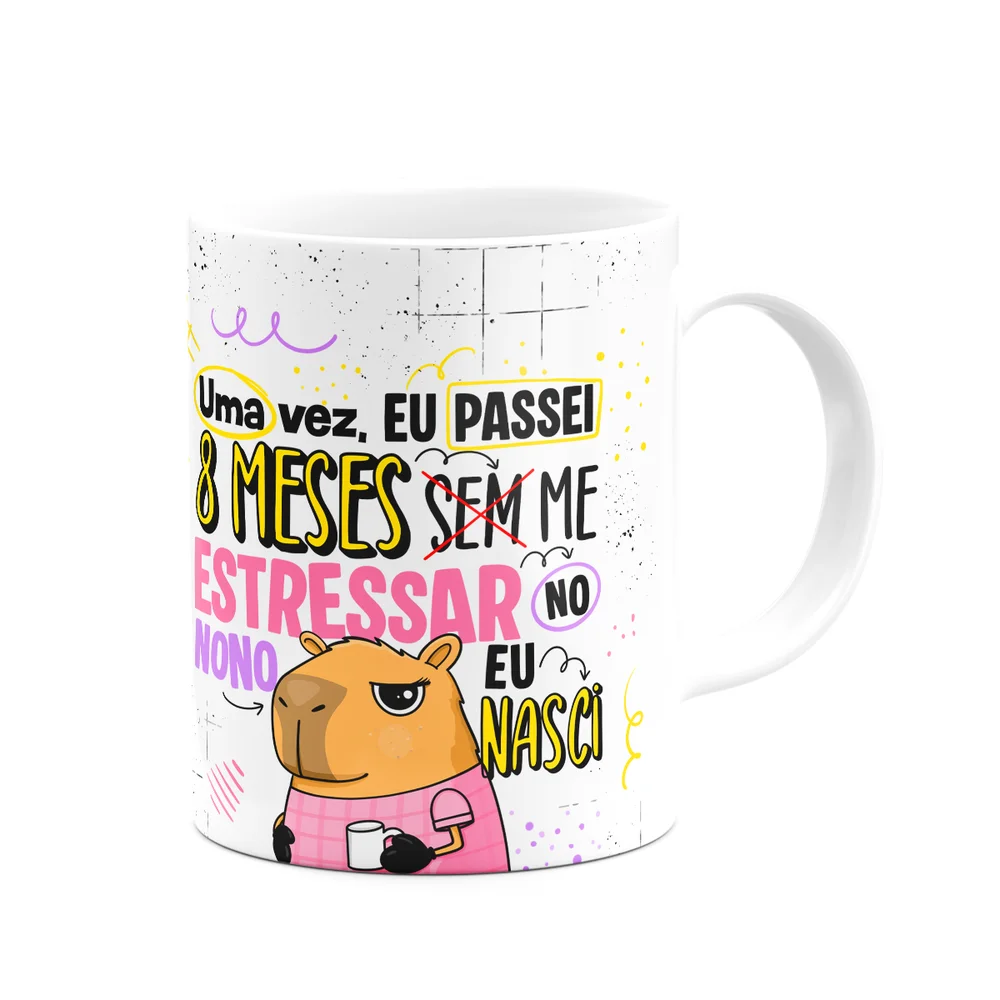 Imagem 2 de 3 do produto Caneca Divertida Capivaras  - 8 Meses Sem Me Estressar