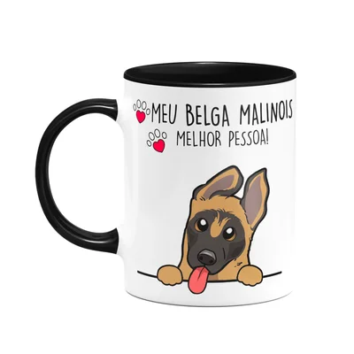 Caneca Dog - Meu BeLGA  Malinois, Melhor Pessoa! B-black