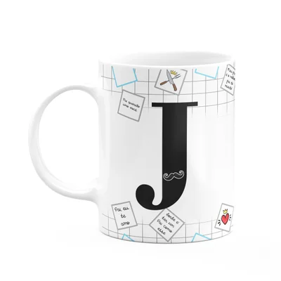 Caneca Do Papai - Inicial Do Nome Letra J - 325ml