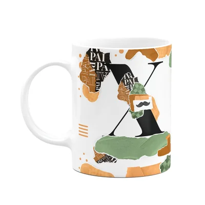 Caneca Do Pai - Inicial Do Nome Letra X - Bg-green