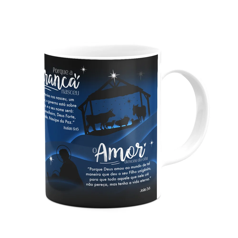 Imagem 3 de 5 do produto Caneca Natal Abençoado - Amor Paz Esperança Amor - Branca M2