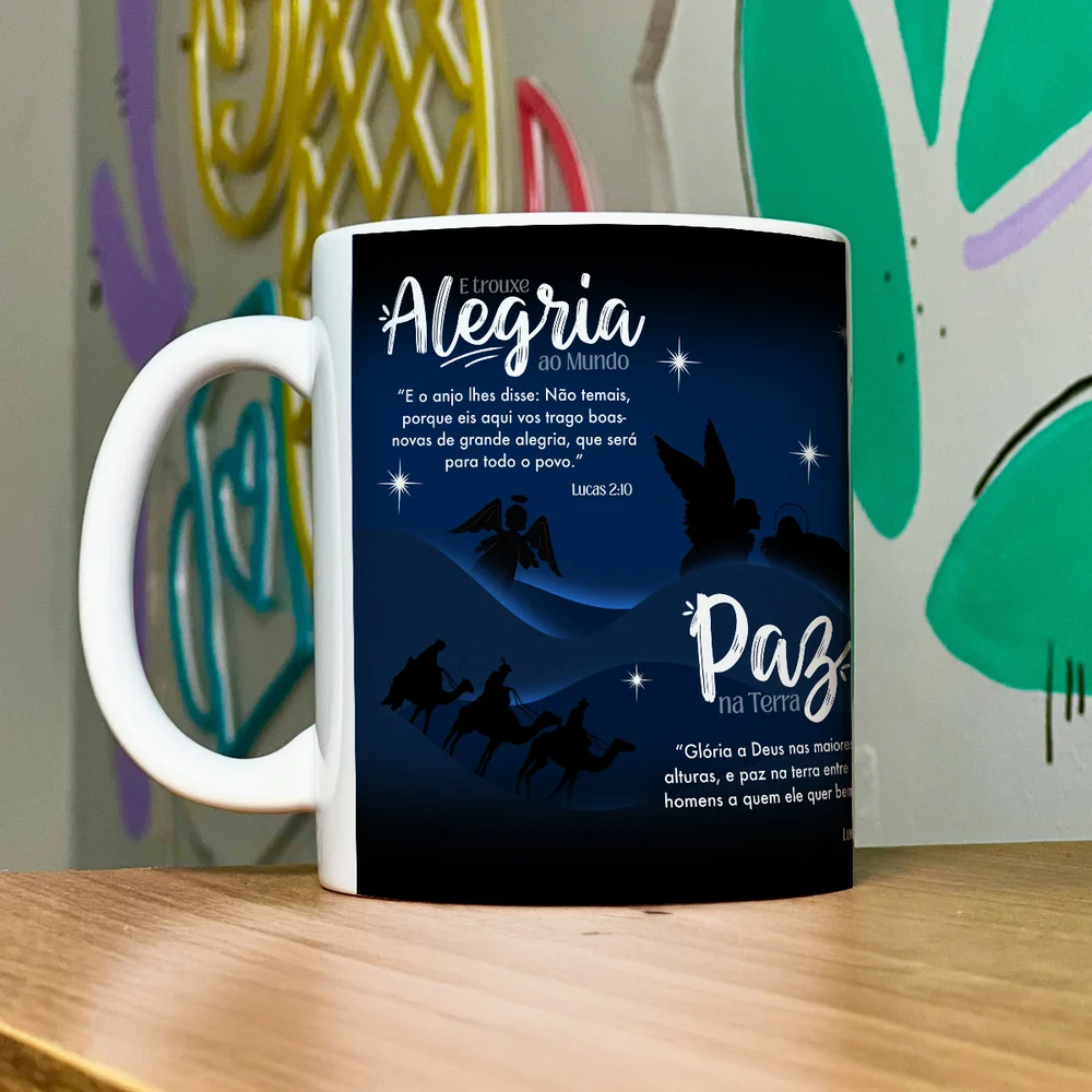 Imagem 4 de 5 do produto Caneca Natal Abençoado - Amor Paz Esperança Amor - Branca M2