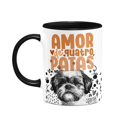 Caneca - Amor De Quatro Patas - Shih Tzu - B-black