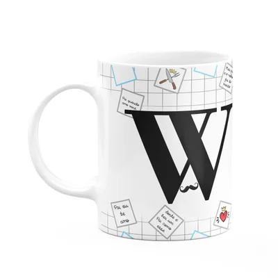 Caneca Do Papai - Inicial Do Nome Letra W - 325ml