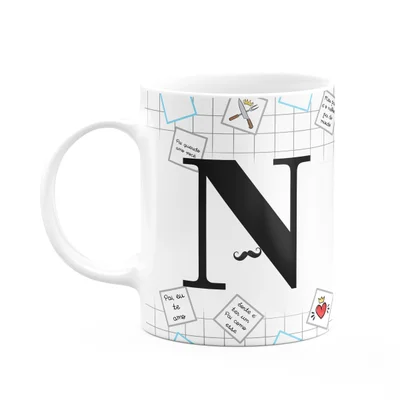 Caneca Do Papai - Inicial Do Nome Letra N - 325ml