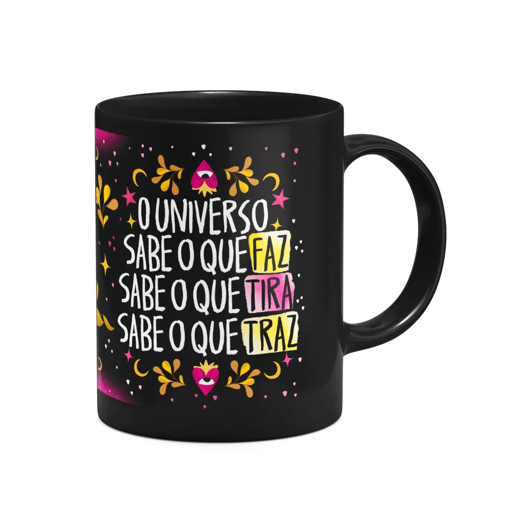 Imagem 2 de 3 do produto Caneca Proteção - O Universo Sabe O Que Faz - Preta