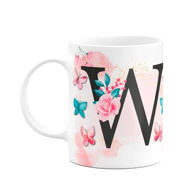 Caneca Butterfly - Inicial Do Nome Letra W - 325ml