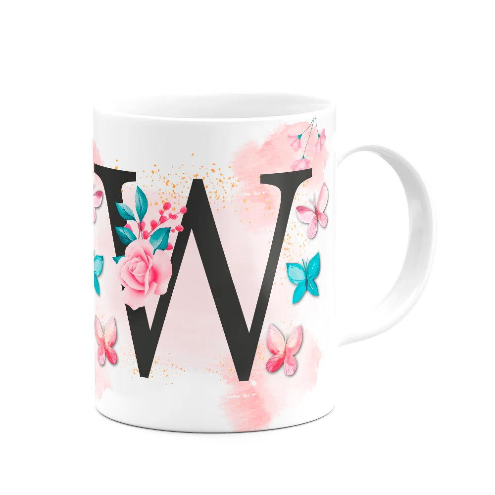 Imagem 2 de 3 do produto Caneca Butterfly - Inicial Do Nome Letra W - 325ml