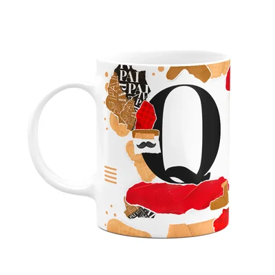 Caneca Do Pai - Inicial Do Nome Letra Q - Bg-red