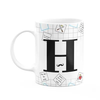 Caneca Do Papai - Inicial Do Nome Letra H - 325ml
