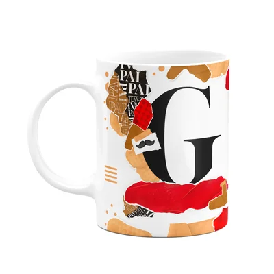 Caneca Do Pai - Inicial Do Nome Letra G - Bg-red