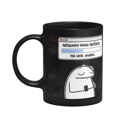 Caneca Divertida Flork - Instalando Minha Paciência - Preta