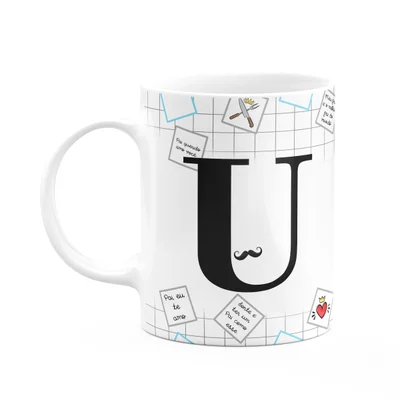Caneca Do Papai - Inicial Do Nome Letra U - 325ml