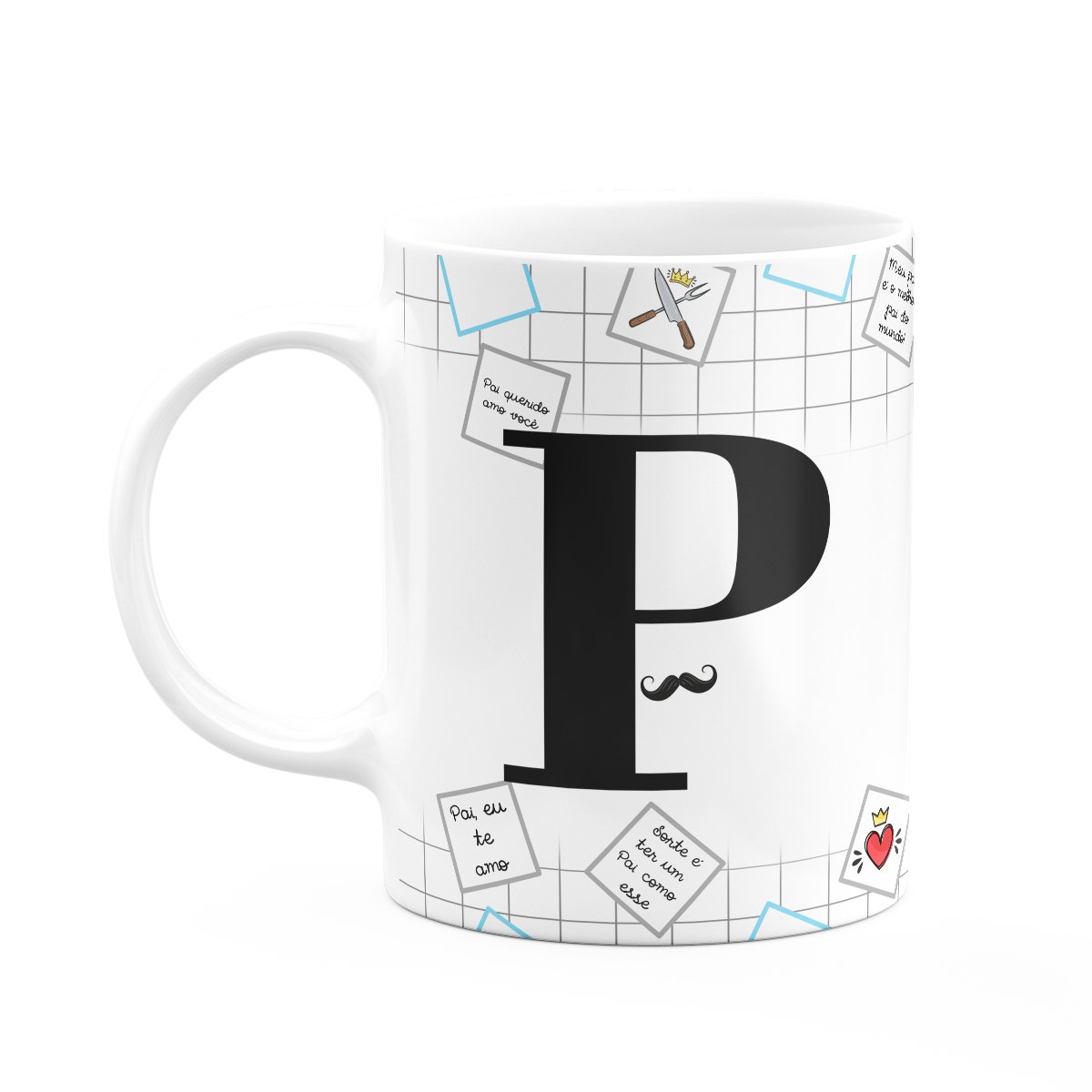 Caneca Do Papai - Inicial Do Nome Letra P - 325ml