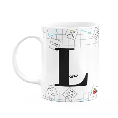 Caneca Do Papai - Inicial Do Nome Letra L - 325ml