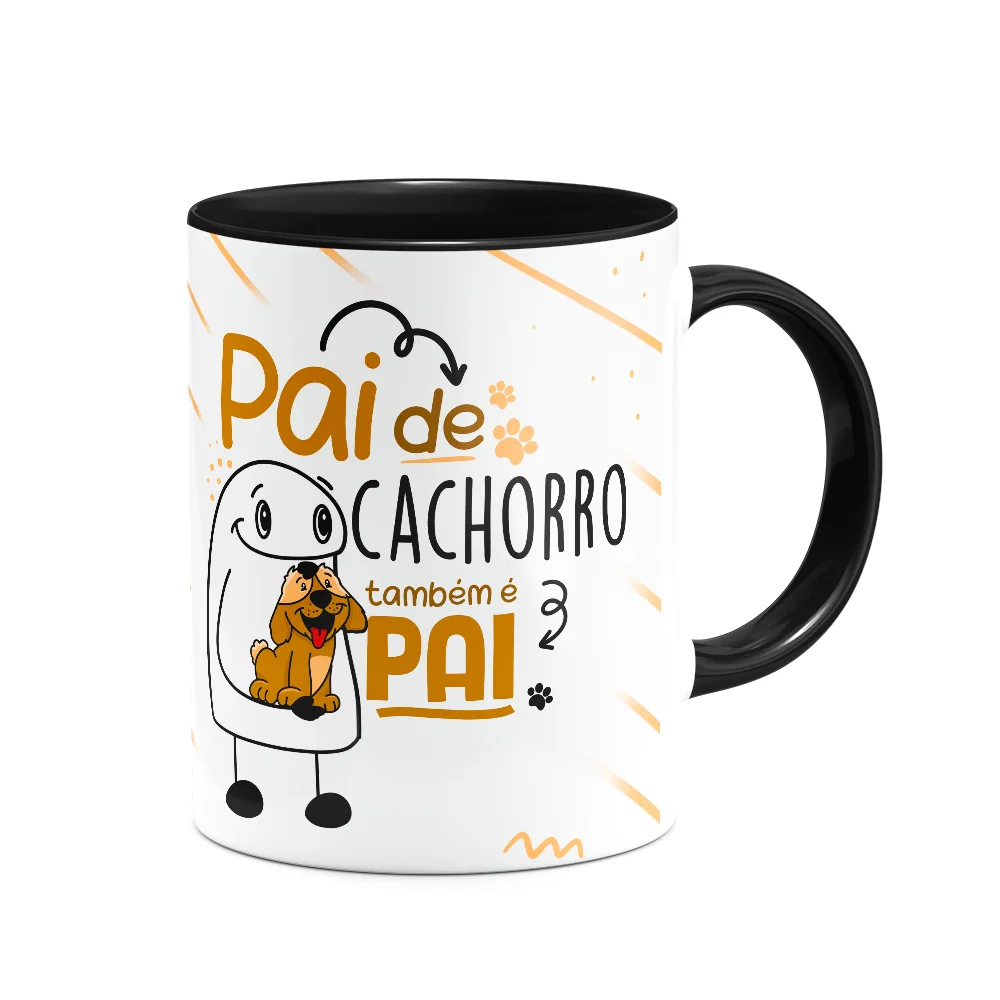 Imagem 2 de 3 do produto Caneca Flork Pais - Pai De Cachorro, Também É Pai - B-black