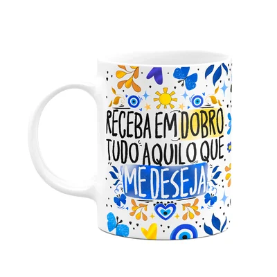 Caneca Proteção Olho Grego - Receba Em Dobro