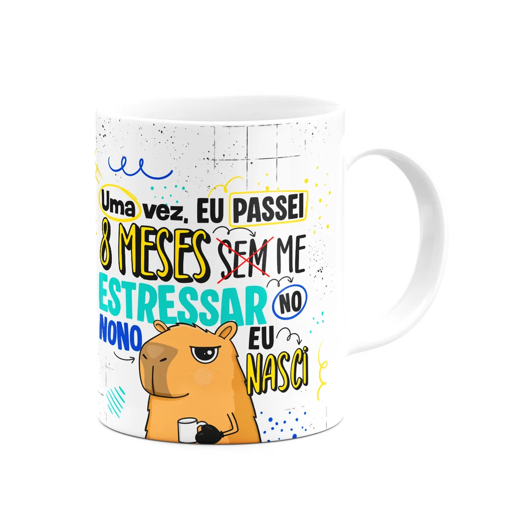 Imagem 2 de 3 do produto Caneca Divertida Capivaras  - 8 Meses Sem Me Estressar - M2