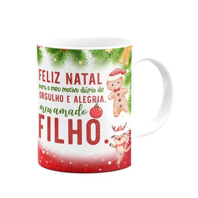 Caneca Natal Família - Feliz Natal Filho - 325ml