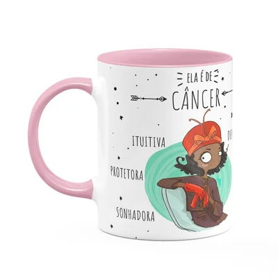 Caneca Signos Cartoon - Ela É De Câncer - B-pink - M2