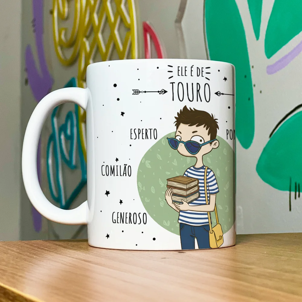 Imagem 2 de 5 do produto Caneca Signos Cartoon - Ele É De Touro - 325ml