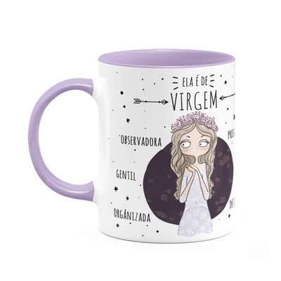 Caneca Signos Cartoon - Ela É De Virgem - B-lilac
