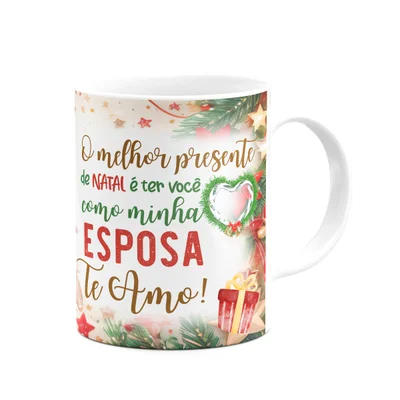 Caneca Natal Família - Feliz Natal Esposa - 325ml
