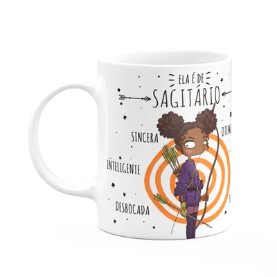Caneca Signos Cartoon - Ela É De Sagitário - M2 - 325ml