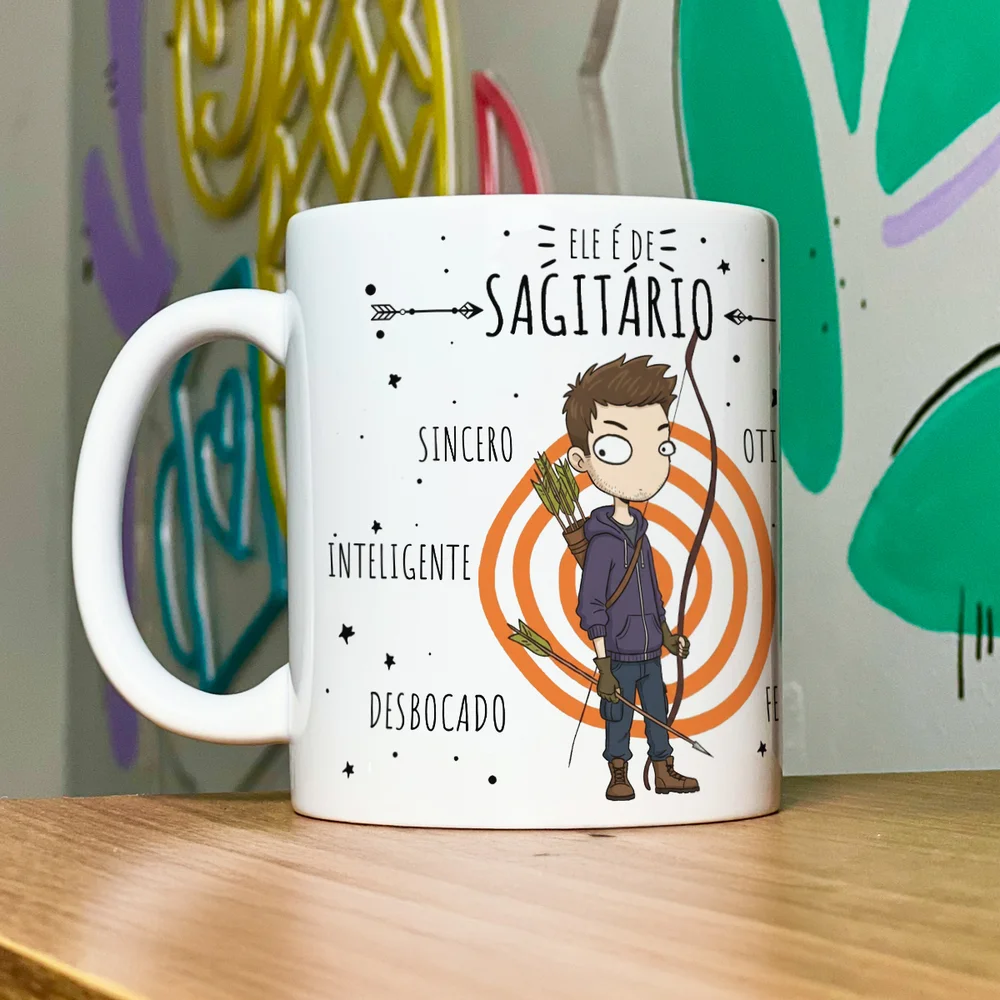 Imagem 2 de 5 do produto Caneca Signos Cartoon - Ele É De Sagitário - 325ml