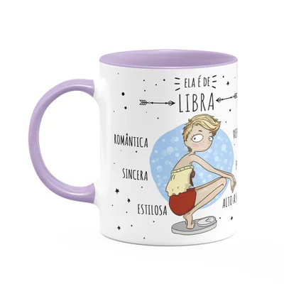 Caneca Signos Cartoon - Ela É De Libra - B-lilac