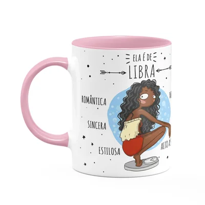 Caneca Signos Cartoon - Ela É De Libra - B-pink - M2