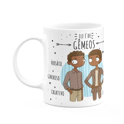 Caneca Signos Cartoon - Ele É De Gêmeos - M2 - 325ml
