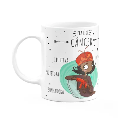 Caneca Signos Cartoon - Ela É De Câncer - M2 - 325ml