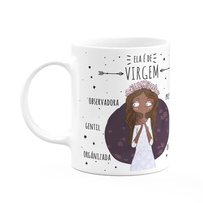 Caneca Signos Cartoon - Ela É De Virgem - M2 - 325ml