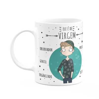 Caneca Signos Cartoon - Ele É De Virgem - 325ml