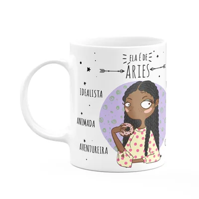 Caneca Signos Cartoon - Ela É De Áries - M2 - 325ml