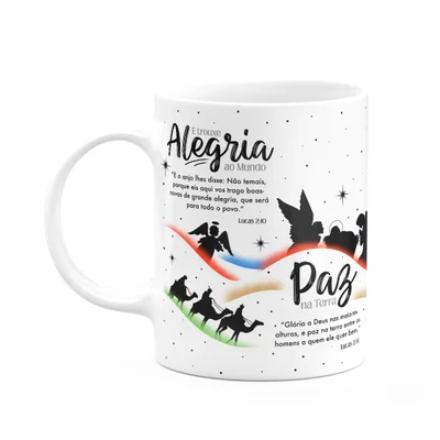 Caneca Natal Abençoado - Amor Paz Esperança Amor - Branca