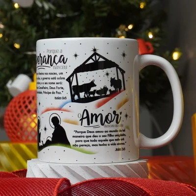 Caneca Natal Abençoado - Amor Paz Esperança Amor — foto 3