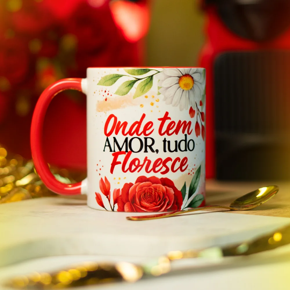 Imagem 2 de 5 do produto Caneca Motivação - Onde Tem Amor, Tudo Floresce - B-red