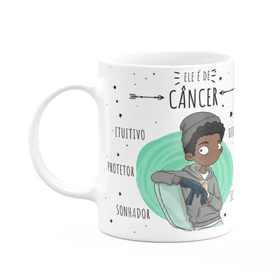 Caneca Signos Cartoon - Ele É De Câncer - M2 - 325ml