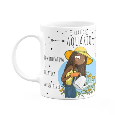 Caneca Signos Cartoon - Ela É De Aquário - M2 - 325ml