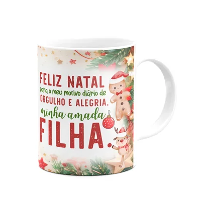Caneca Natal Família - Feliz Natal Filha - 325ml