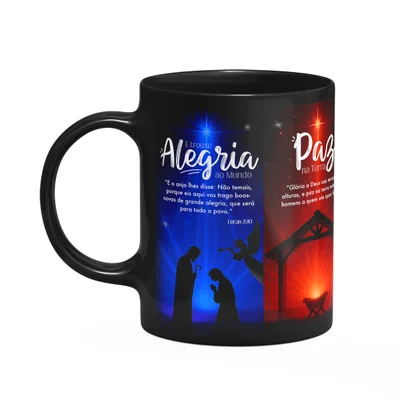 Caneca Natal Abençoado - Amor Paz Esperança Amor - Preta