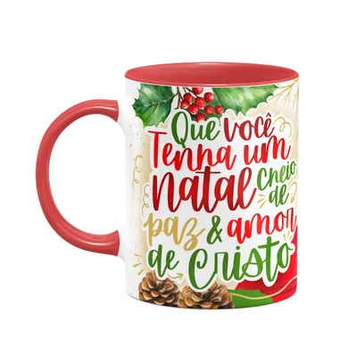 Caneca Natal De Jesus - Paz E Amor De Cristo - 325ml B-red