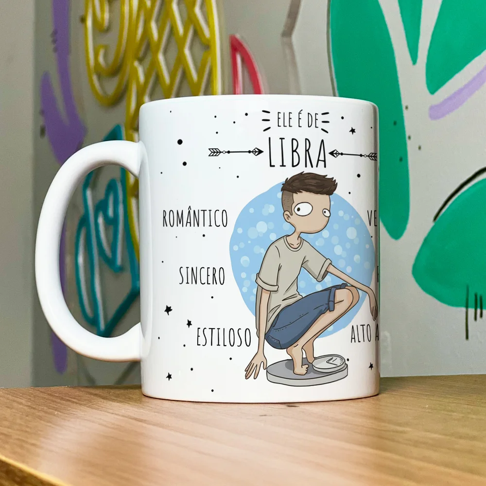 Imagem 2 de 5 do produto Caneca Signos Cartoon - Ele É De Libra - 325ml